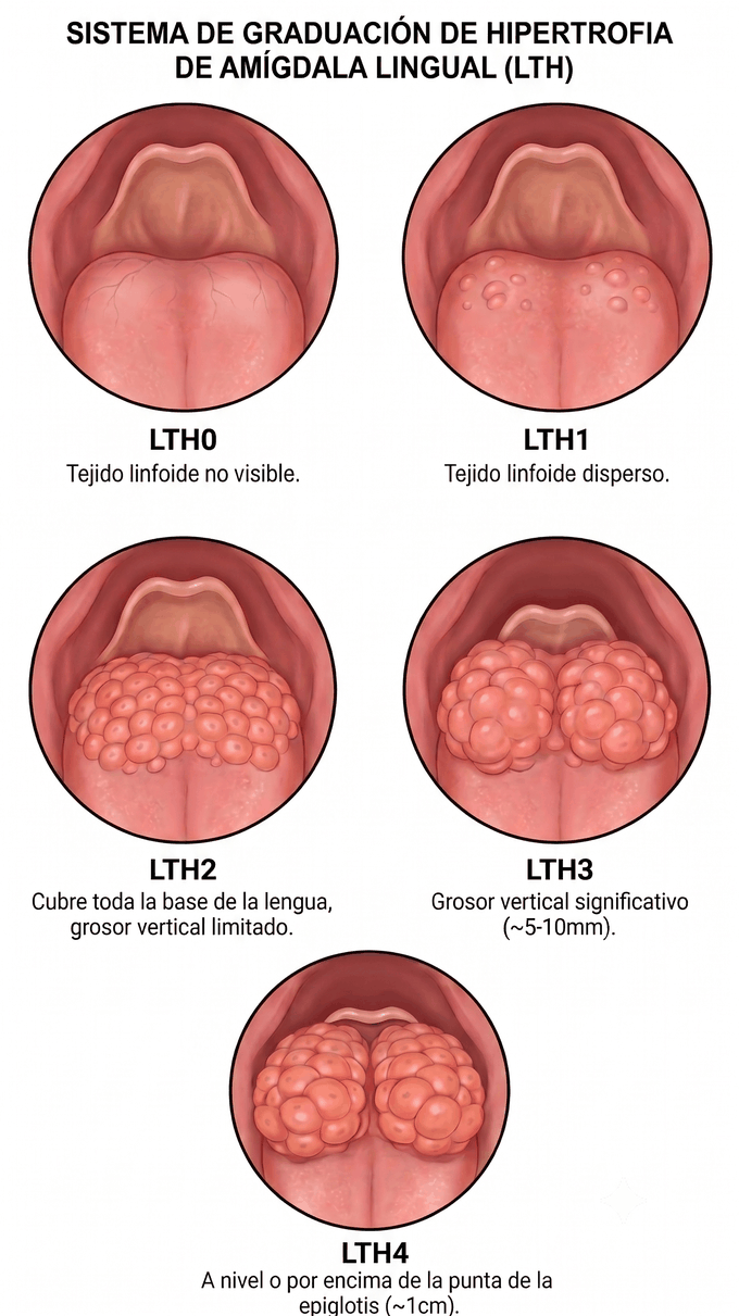 Sistema de graduación de hipertrofia de amígdala lingual, LTH0 a LTH4